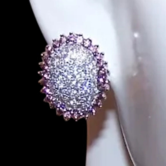 Sterling Silver Diamond Pierced Earrings - Posts with Clip Backs - Picture 2 of 8